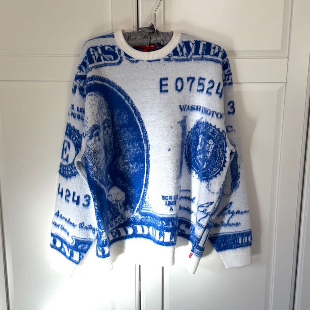 supreme dollar Blue Graphic Sweater